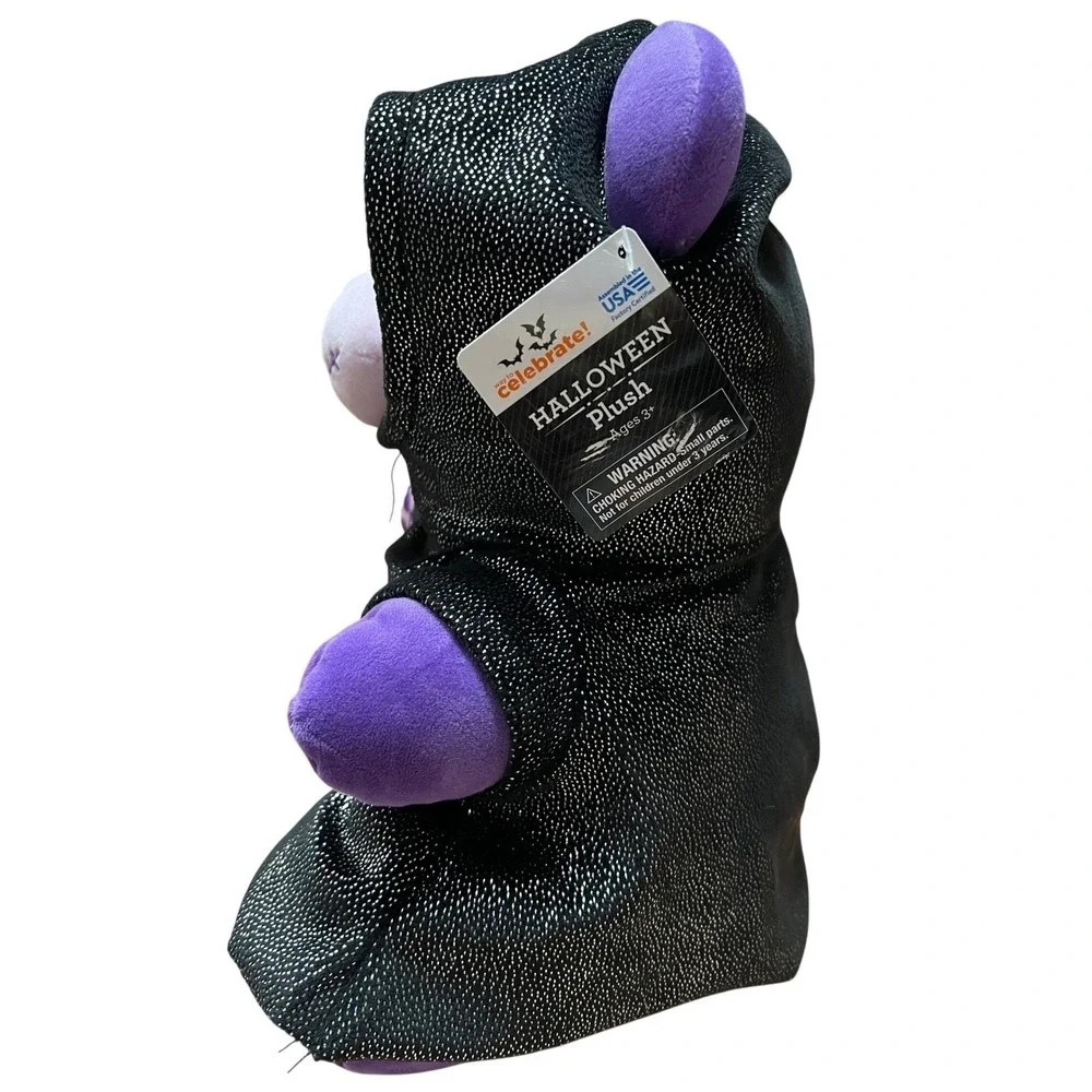 NEW Way To Celebrate Halloween Plush Purple Panda Reaper SkeletonBonesBlack Robe